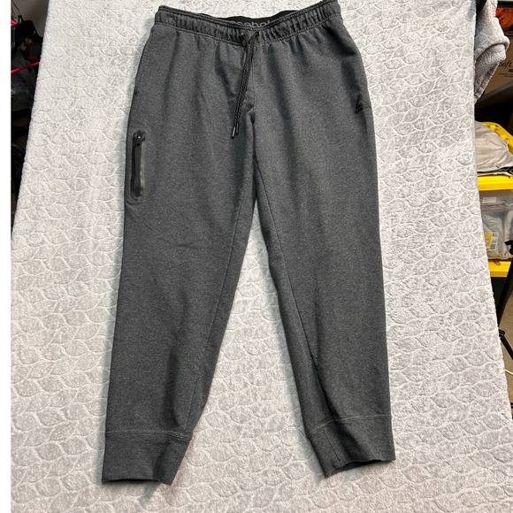Reebok Mens Jogger Sweatpants Charcoal Gray Athletic Zipper Pocket Size L - Picture 1 of 11